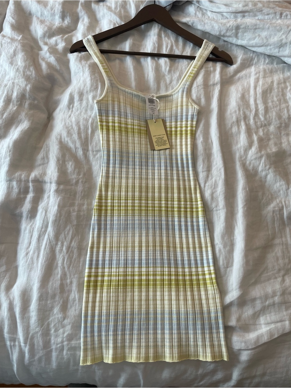 Wilfred Striped Ribbed Tank Mini Dress in Yellow & Light Blue